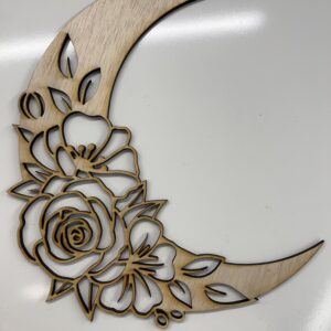 Wooden Blank Floral Moon Mandala