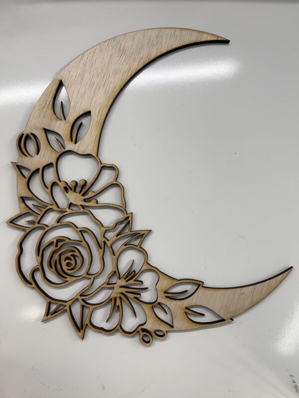 Wooden Blank Floral Moon Mandala